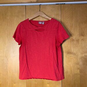Chico's red top with twist neck and chest opening, Medium (Chico's size 1)